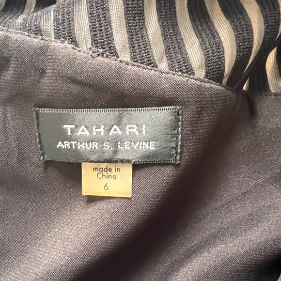 Tahari ASL Black Sheer Striped Mini Dress - Picture 4 of 4